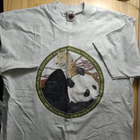 Vintage Extinction Quote Chief Seattle Endangered Animals T-Shirt - Picture 2 of 7